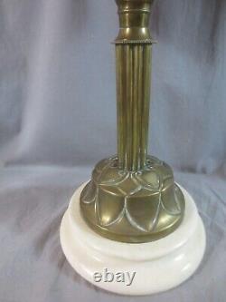 Vintage English Made Duplex Oil Lamp And Glass Tulip Oil Lamp Shade