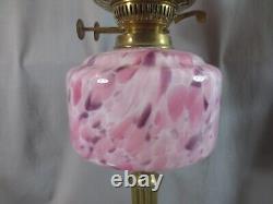 Vintage English Made Duplex Oil Lamp And Glass Tulip Oil Lamp Shade