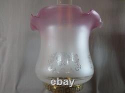 Vintage English Made Duplex Oil Lamp And Glass Tulip Oil Lamp Shade