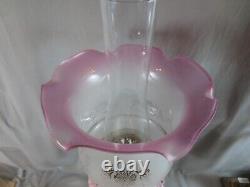 Vintage English Made Duplex Oil Lamp And Glass Tulip Oil Lamp Shade