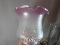 Vintage English Made Duplex Oil Lamp And Glass Tulip Oil Lamp Shade