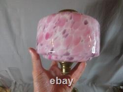 Vintage English Made Duplex Oil Lamp And Glass Tulip Oil Lamp Shade