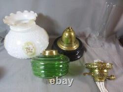 Vintage English Made Oil Lamp Complete With Chimney & Shade Shepards Hut Lamp