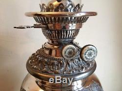 Vintage'Evered & Company Ltd', Silver Plated Oil Lamp And Base-Stunning