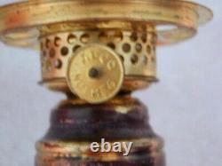 Vintage Fenton For L. G. Wright Cranberry Thumbprint Glass Miniature Oil Lamp
