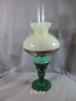 Vintage Glass Oil Lamp Complete With Chimney & Shade Shepards Hut Oil Lamp