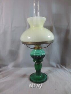 Vintage Glass Oil Lamp Complete With Chimney & Shade Shepards Hut Oil Lamp