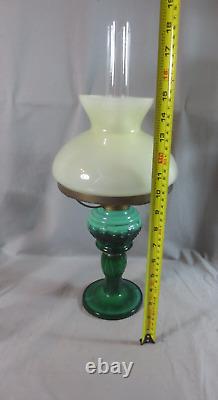 Vintage Glass Oil Lamp Complete With Chimney & Shade Shepards Hut Oil Lamp