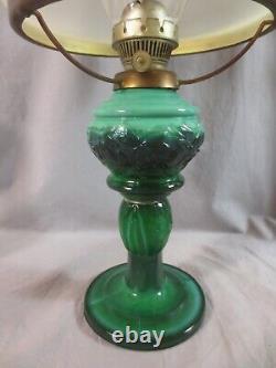 Vintage Glass Oil Lamp Complete With Chimney & Shade Shepards Hut Oil Lamp