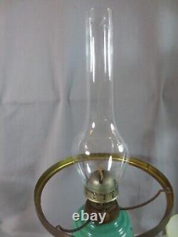 Vintage Glass Oil Lamp Complete With Chimney & Shade Shepards Hut Oil Lamp