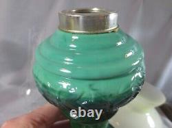 Vintage Glass Oil Lamp Complete With Chimney & Shade Shepards Hut Oil Lamp