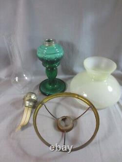 Vintage Glass Oil Lamp Complete With Chimney & Shade Shepards Hut Oil Lamp