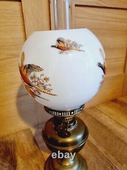 Vintage Made In England Oil Lamp Complete With Chimney & Shade Shepards Hut Lamp