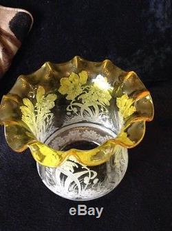 Vintage Oil Lamp Etched Lamp Shade