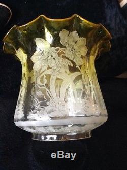 Vintage Oil Lamp Etched Lamp Shade