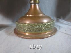 Vintage Pair Brass Copper Duplex Oil Lamps & Chimneys Shepherds Hut Oil Lamp