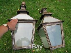 Vintage Pair of Original Lamp Post Lantern Tops with Ball Finials VGC