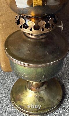 Vintage Primitive Brass Kerosene Oil Lamp / Collectible