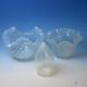 Vintage Victorian Opalescent Swirl Crimped Gas and Oil Lamp 3 Glass Shades