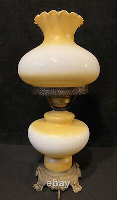 Vintage Victorian Style Painted Hurricane Oil Lamp GWTW Hedco Sunflower Autumn