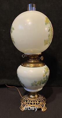Vintage Victorian Style Pittsburgh Success Painted Hurricane Oil Lamp GWTW