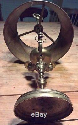 Vintage brass whale oil lamp- height adjustable shade, 2 burners, oriental style