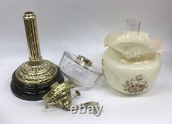 Vntage/Antique Oil/Paraffin Lamp Panel Cut Font Orange Lustre Oil Lamp Shade
