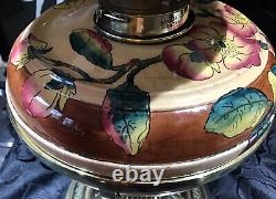 W. A. S. Benson Victorian Hand Painted Oil Lamp With Solid Brass Cradle RARE