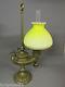 WILD & WESSEL / HARVARD STUDENT OIL LAMP COMPLETE WITH SATIN GLASS SHADE
