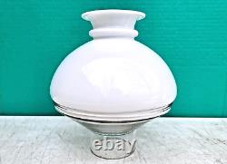 White Milk Glass Shade w Clear Diffuser 3.25 Fitter Victorian Kerosene Oil Lamp