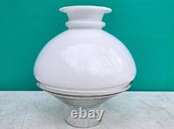 White Milk Glass Shade w Clear Diffuser 3.25 Fitter Victorian Kerosene Oil Lamp