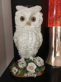 White ceramic oil lamp owl