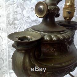 Wild & Wessel Harvard Student Oil Lamp 1373, Original Patina, Electric Modified