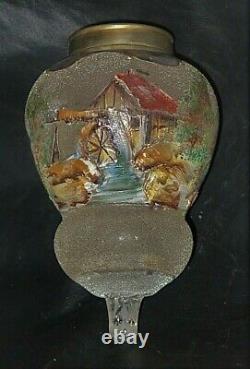 Winged Boy & Bunny Antique Victorian Miniature Figural Miniature Oil Lamp MINT