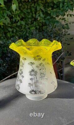 Yellow Acid Etched Kosmos Tulip Oil Lamp Shade